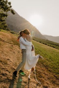 Washington wedding photographer capturing portraits of the bride and groom at The Barn on Hinman in Cashmere, Washington