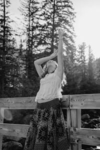 Ethereal senior portraits of a girl on the bridge in Leavenworth, Washington
