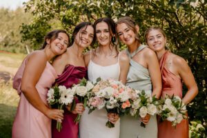 Multi-colored bridesmaid dresses at The Barn on Hinman