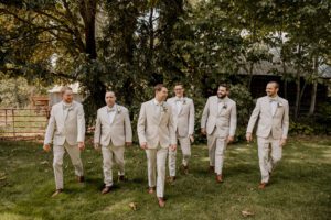 Groom and groomsmen at Brown Family Homestead