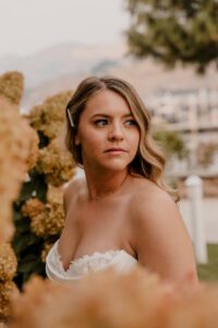 bridal portrait at Sunset Marina in Lake Chelan