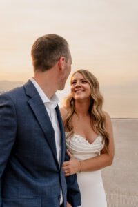 Sunset wedding portrait at Sunset Marina in Lake Chelan